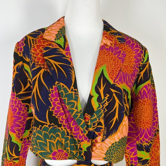 NWOT FARM RIO Multicolor Floral Garden Cut-Out Long Blazer Size S - Picture 3 of 12